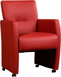 Leren eetkamerfauteuil Pleasure met armleuning en wieltjes