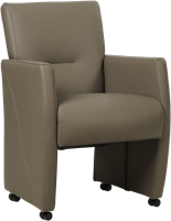 Leren eetkamerfauteuil Pleasure - Toledo Leer Smog - Met handgreep