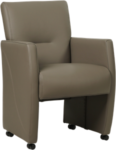 Grijze leren moderne eetkamerfauteuil Pleasure - Toledo Leer Smog (grijs leer)