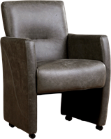 Leren eetkamerfauteuil Pleasure - Vintage Leer Grey - Met handgreep