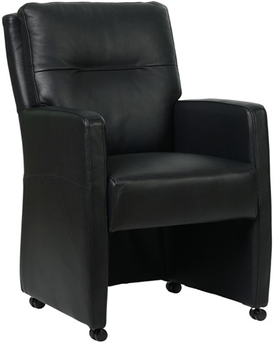 Leren eetkamerfauteuil Sharp - Granada leer Black - Met handgreep Zwart