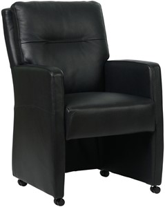 Zwarte leren landelijke eetkamerfauteuil Sharp - Granada leer Black (zwart leer)