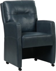 Leren eetkamerfauteuil Sharp - Granada leer Blue - Met handgreep Zwart
