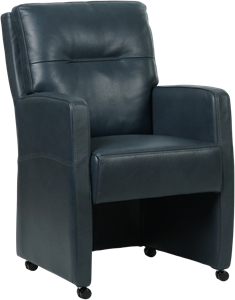 Blauwe leren landelijke eetkamerfauteuil Sharp - Granada leer Blue (blauw leer)