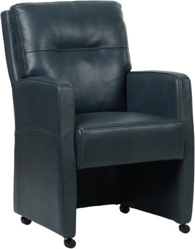 Leren eetkamerfauteuil Sharp - Granada leer Blue - Met handgreep Zwart