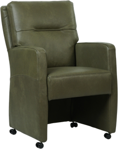 Olijfgroene leren landelijke eetkamerfauteuil Sharp - Granada leer Moss (olijfgroen leer)