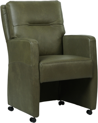 Leren eetkamerfauteuil Sharp - Granada leer Moss - Met handgreep Zwart
