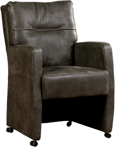 Leren eetkamerfauteuil Sharp - Kenia Leer Antracite - Met handgreep Zwart