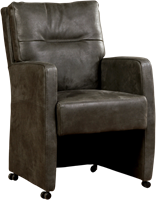Leren eetkamerfauteuil Sharp - Kenia Leer Antracite - Zonder handgreep