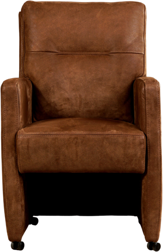 Leren eetkamerfauteuil Sharp - Kenia Leer Brown - Met handgreep RVS-2