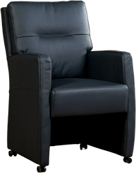 Leren eetkamerfauteuil Sharp - Toledo Leer Marine - Met handgreep RVS