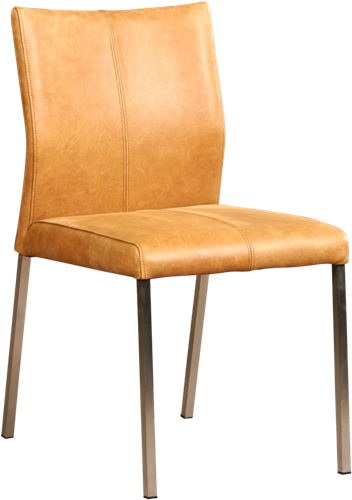 Leren eetkamerstoel Basic - Vintage Leer Cognac - RVS