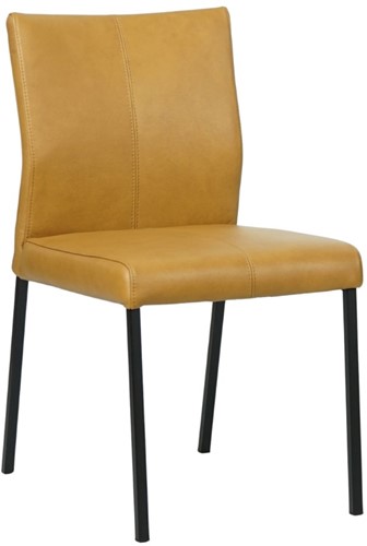 Leren eetkamerstoel Basic - Granada Amber - Kleur poot, zwart