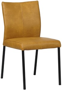 Cognac leren moderne eetkamerstoel Basic - poot vierkant zwart - Granada leer Amber (cognac leer)