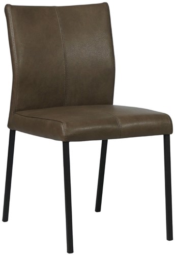 Leren eetkamerstoel Basic - Granada leer Ash - Zwart