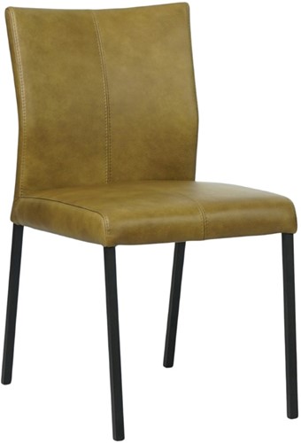 Leren eetkamerstoel Basic - Granada leer Olive - Kleur poot, zwart