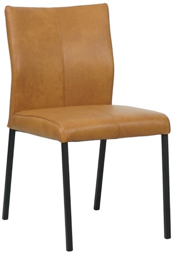 Leren eetkamerstoel Basic - Granada leer Sahara - Zwart