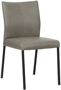 Grijze leren moderne eetkamerstoel Basic - poot vierkant zwart - Granada leer Steel (grijs leer)