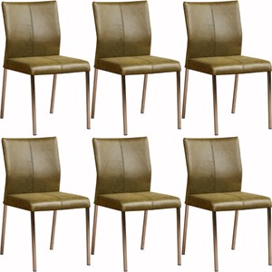 Set van 6 Leren eetkamerstoelen Basic