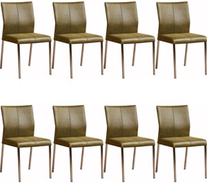 Set van 8 Leren eetkamerstoelen Basic