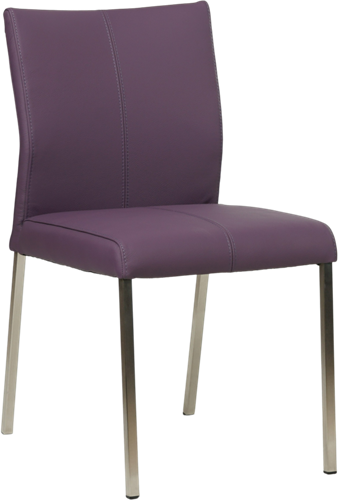 Leren eetkamerstoel Basic - Toledo Leer Aubergine - RVS