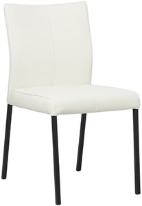 Gebroken witte leren moderne eetkamerstoel Basic - poot vierkant zwart - Toledo Leer Bianco (gebroken wit leer)