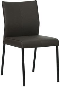 Donkerbruine leren moderne eetkamerstoel Basic - poot vierkant zwart - Hermes Leer Caffe (donkerbruin leer)