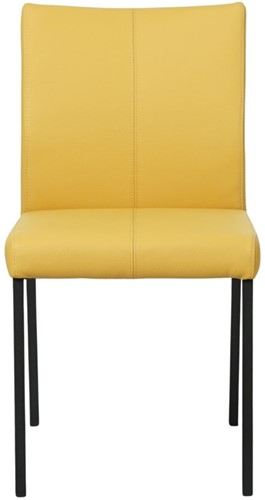 Leren eetkamerstoel Basic - Toledo Leer Giallo - Zwart-2
