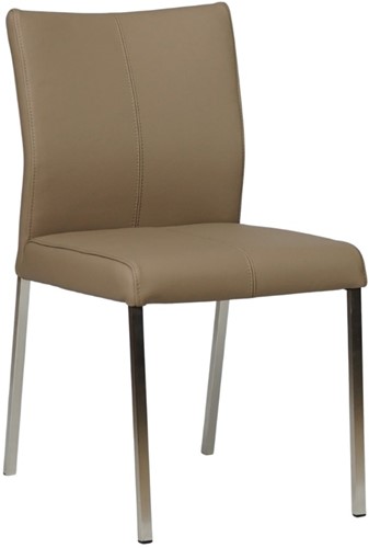 Leren eetkamerstoel Basic - Toledo Leer Mocca - RVS