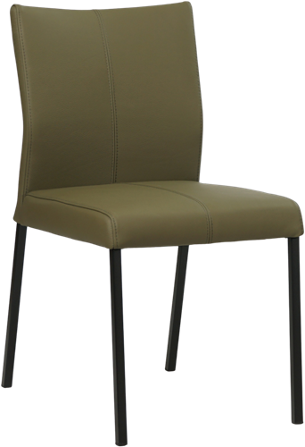 Leren eetkamerstoel Basic - Toledo leer Olive - Kleur poot, zwart