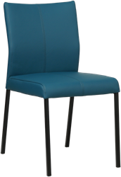 Leren eetkamerstoel Basic - Hermes Leer Turquoise - Zwart