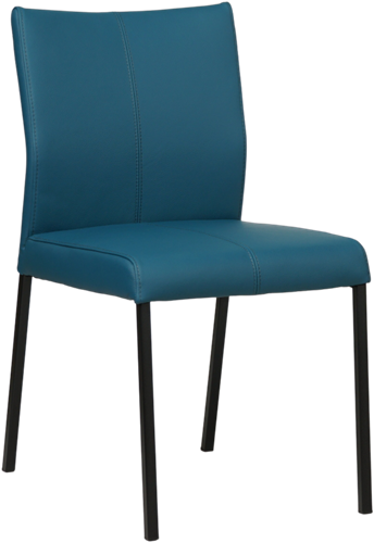 Leren eetkamerstoel Basic - Hermes Leer Turquoise - Zwart