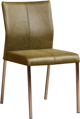 Leren eetkamerstoel Basic - Vintage Leer Olive - RVS