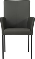 Leren eetkamerstoel Comfort - met armleuning - Toledo Leer Antracite - Poot - Vierkant - Zwart-2