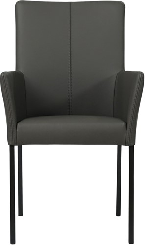 Leren eetkamerstoel Comfort - met armleuning - Toledo Leer Antracite - Poot - Vierkant - Zwart-2