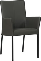 Leren eetkamerstoel Comfort - met armleuning - Toledo Leer Antracite - Poot - Vierkant - Zwart