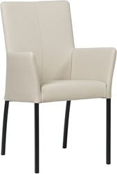 Leren eetkamerstoel Comfort - met armleuning - Toledo leer Misty - Vorm poot vierkant - Kleur poot, zwart