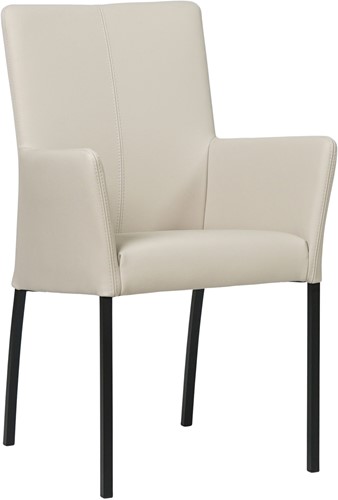 Leren eetkamerstoel Comfort - met armleuning - Toledo leer Misty - Vorm poot vierkant - Kleur poot, zwart