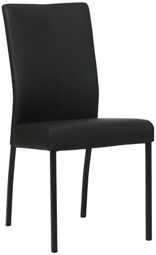 Leren eetkamerstoel Comfort - Hermes Leer Nero - Vierkant - Zwart