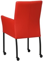 Leren eetkamerstoel Comfort - met wieltjes en armleuning - Toledo Leer Ferrari - Poot - Vierkant - Zwart - Skate wiel zwart-3