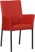 Leren eetkamerstoel Comfort - met armleuning - Toledo Leer Ducati - Poot - Vierkant - Zwart