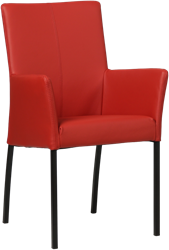 Leren eetkamerstoel Comfort - met armleuning - Toledo Leer Ducati - Poot - Vierkant - Zwart