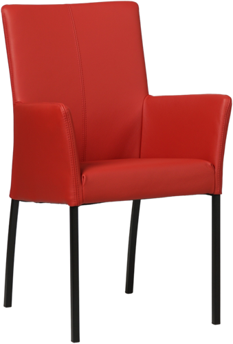 Leren eetkamerstoel Comfort - met armleuning - Toledo Leer Ducati - Poot - Vierkant - Zwart