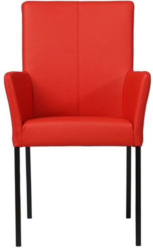 Leren eetkamerstoel Comfort - met armleuning - Toledo Leer Ferrari - Poot - Vierkant - Zwart-2