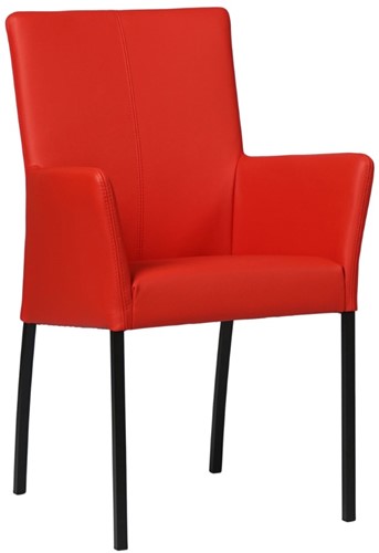 Leren eetkamerstoel Comfort - met armleuning - Toledo Leer Ferrari - Poot - Vierkant - Zwart