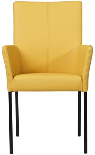 Leren eetkamerstoel Comfort - met armleuning - Toledo Leer Giallo - Poot - Vierkant - Zwart-2