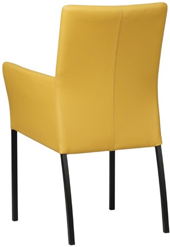 Leren eetkamerstoel Comfort - met armleuning - Toledo Leer Giallo - Poot - Vierkant - Zwart-3