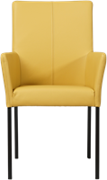 Leren eetkamerstoel Comfort - met armleuning - Toledo Leer Lemon - Poot - Vierkant - Zwart-2