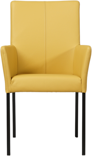 Leren eetkamerstoel Comfort - met armleuning - Toledo Leer Lemon - Poot - Vierkant - Zwart-2