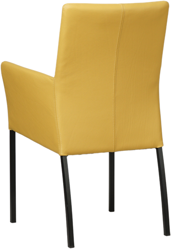 Leren eetkamerstoel Comfort - met armleuning - Toledo Leer Lemon - Poot - Vierkant - Zwart-3